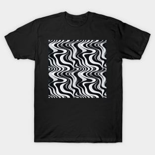 Monochrome Waves: Modern Abstract Ebb and Flow T-Shirt